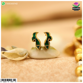 Nandan Shringar Matasyakrit kundal earrings with panna, featuring intricate kundan design and traditional jewelry craftsmanship