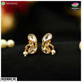 Nandan Shringar Mayurakrit jadaau kundal in Heera design with intricate gold and Kundan detailing, traditional jewelry accessory