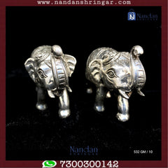 One pair of fine silver elephant earrings by Utsav Arts, showcasing intricate design and craftsmanship.