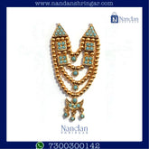 Firozi Choldi Chouki Mala featuring gold and silver accents by nandanshringars, elegantly displayed on a neutral background.