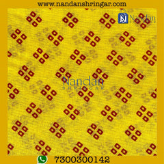 Yellow Choufuli Vastra by nandanshringars, showcasing intricate fabric texture and vibrant color.