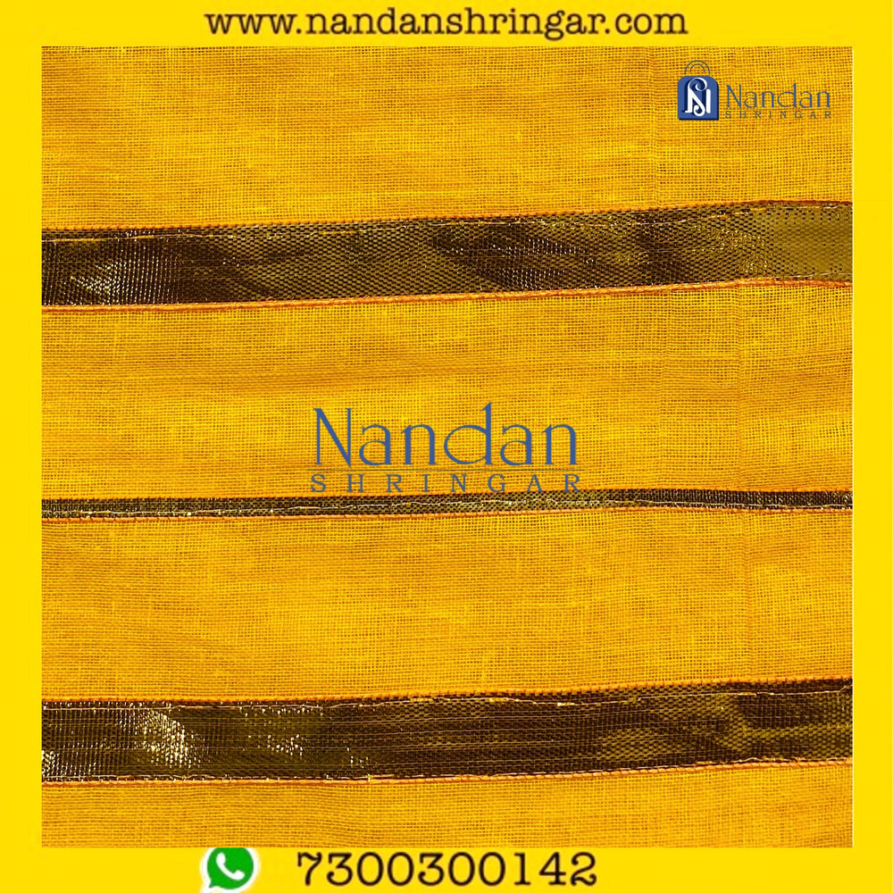 Orange Dhora Wala Special Zari Vastra by nandanshringars displayed with intricate zari detailing and rich texture.