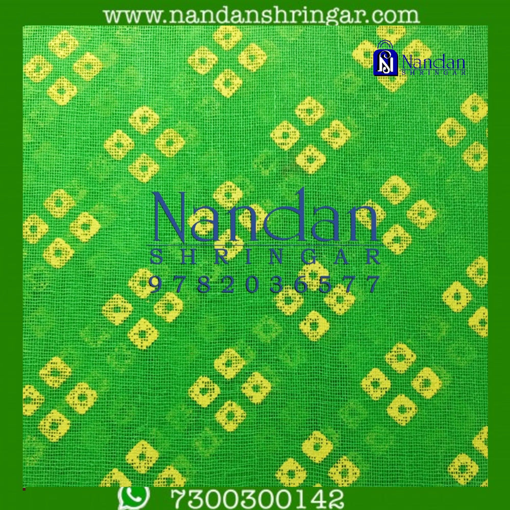 Choufuli Premium Vastra in green, featuring intricate patterns and fine fabric, by Nandanshringars.