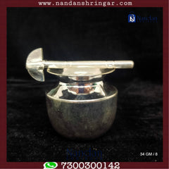 Fine silver Kalash with Rai by Utsav Arts, showcasing intricate designs and a polished finish.