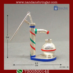Fine silver hand pump by Utsav Arts, showcasing intricate craftsmanship and elegant design.