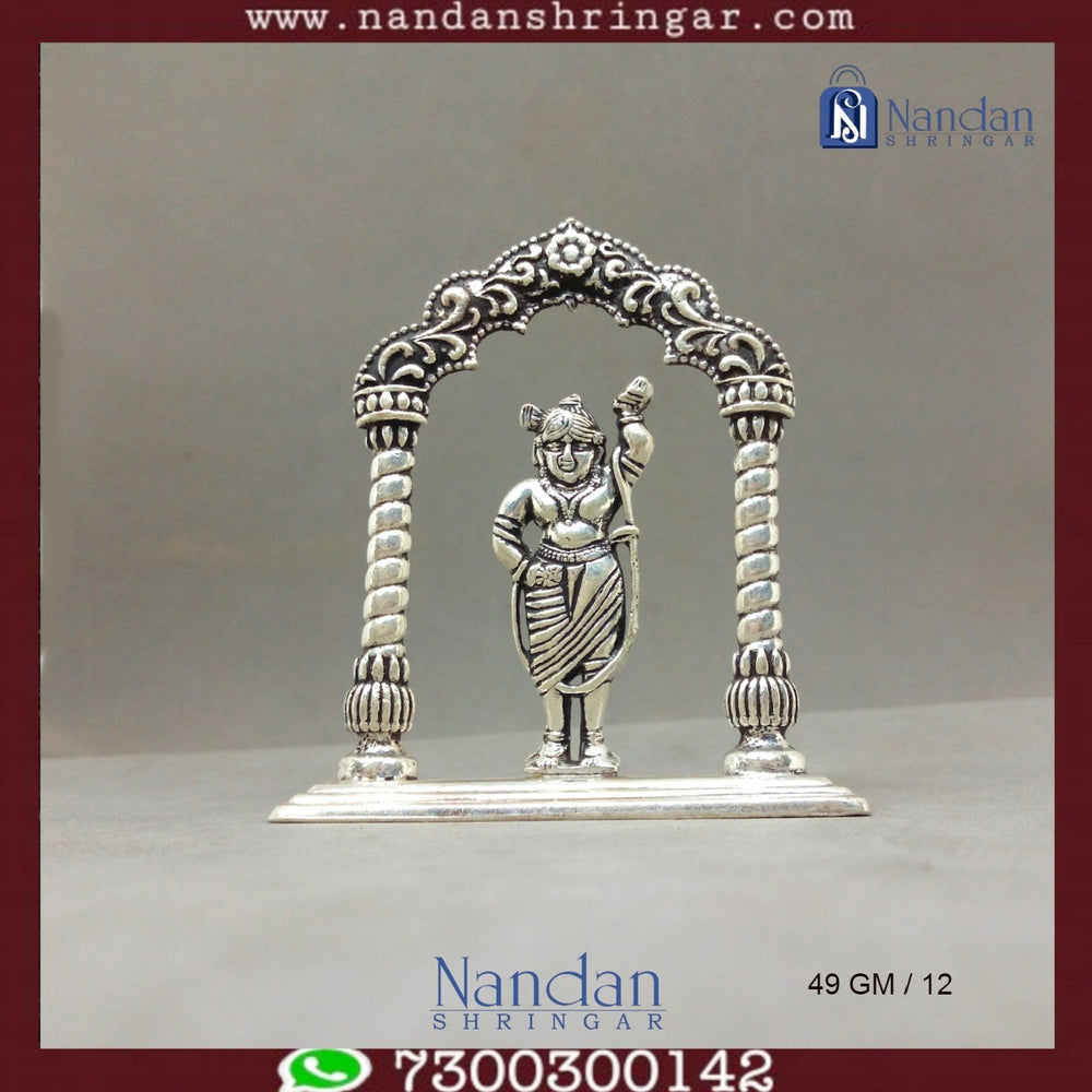 Fine silver Shreenath Ji figurine from Utsav Arts, showcasing intricate details and vibrant colors in a traditional design.