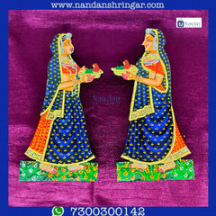 Blue Gopi Thaali Pair by Nandan Shringa, featuring intricate designs and traditional craftsmanship.