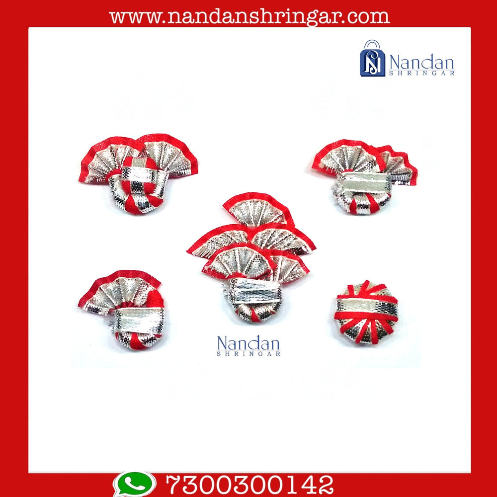 Silver Zari Paag Set - Red (Pack of 5) - nandanshringar