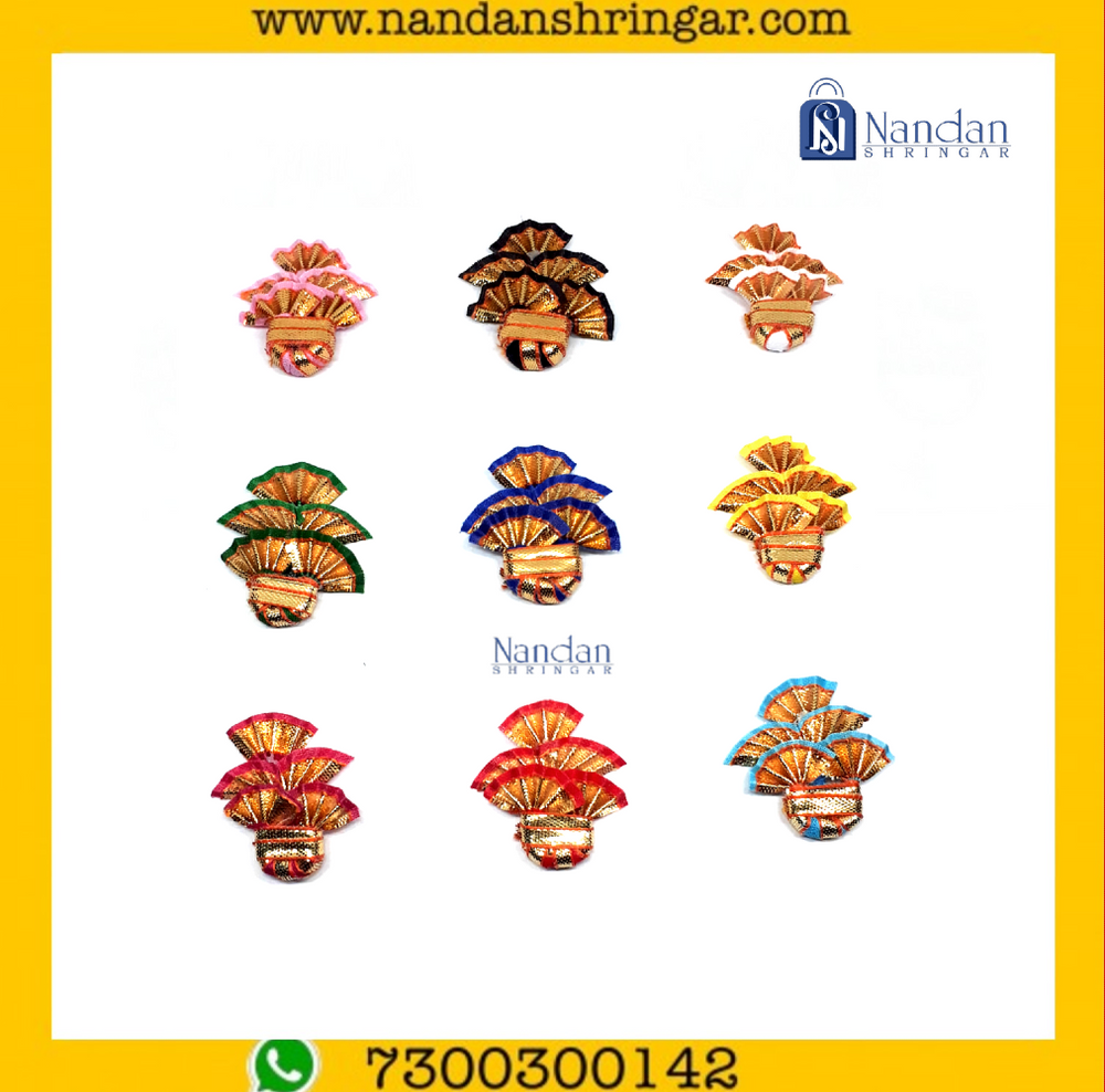 Utsav Zari Paag - Medium - Various Colors (Pack of 10) - nandanshringar