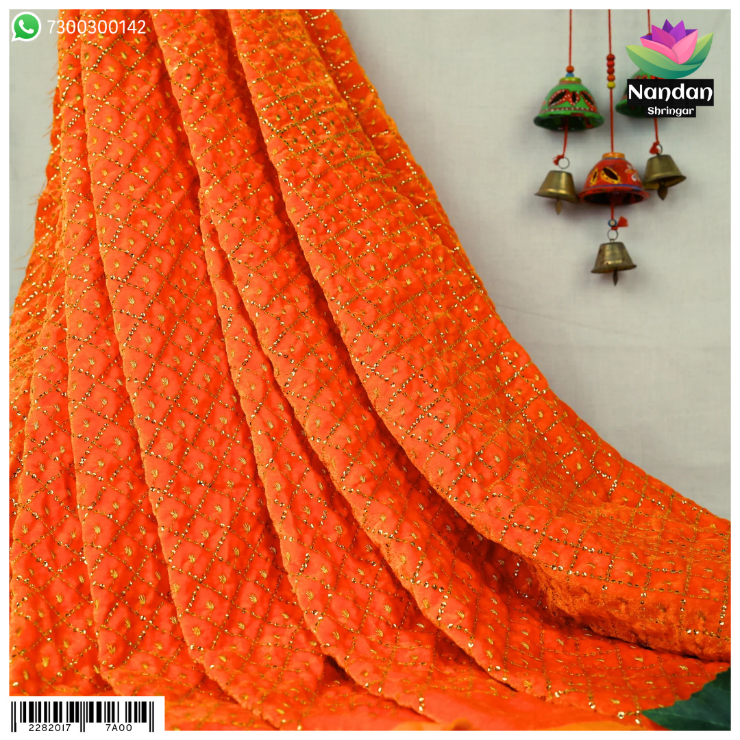 Velvet Choras Kaam Vastra - Orange