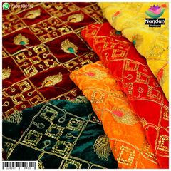 Velvet Mayur Vastra - Yellow