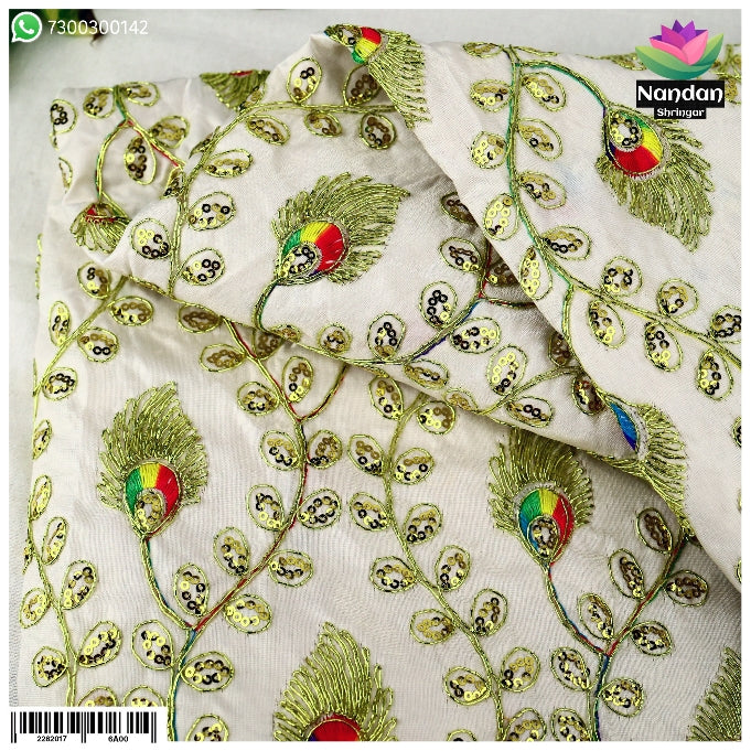 Mayur Zari Kaam Vastra - White