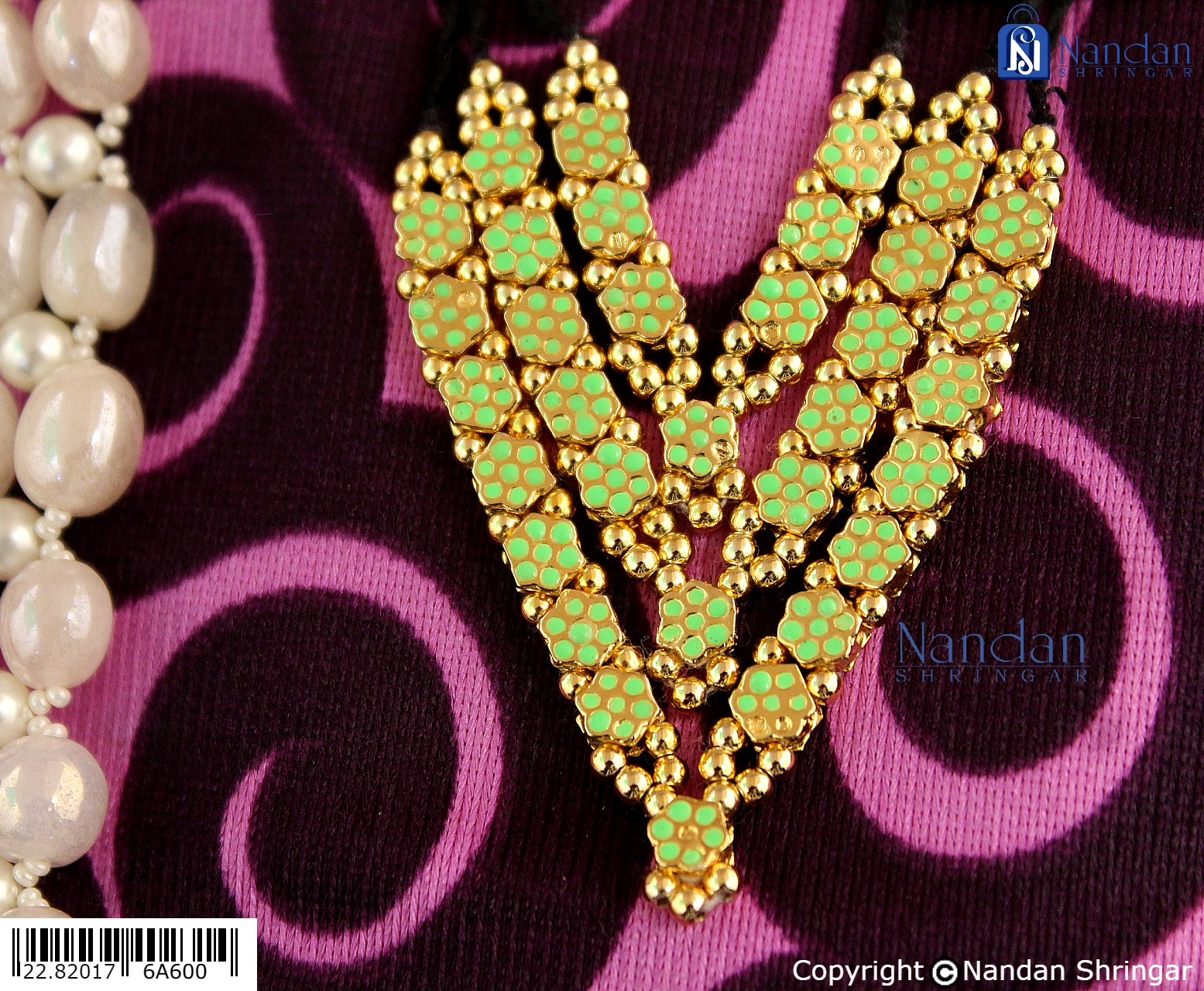Meenakari Mala Reversible - White Green