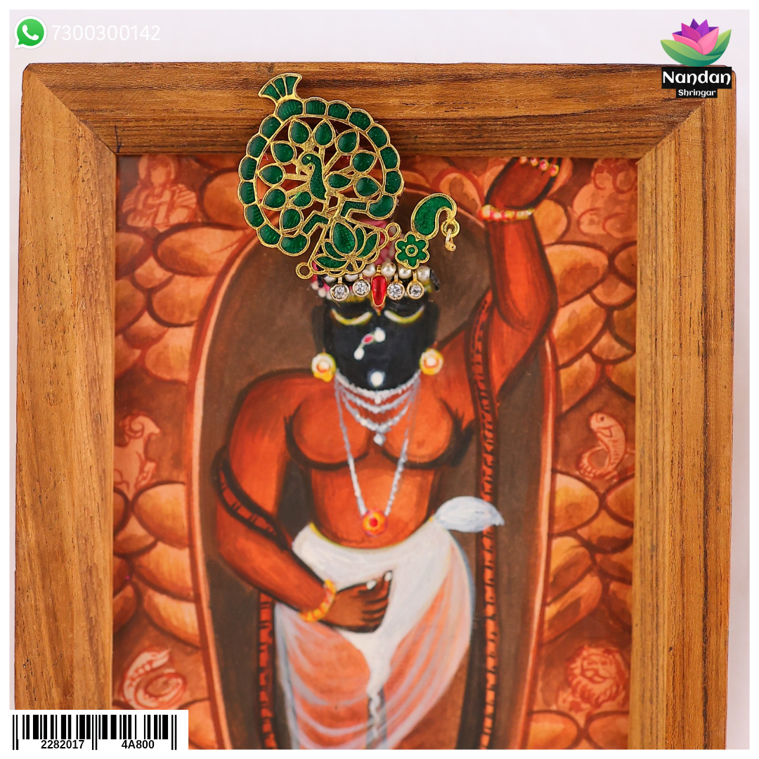 Laddu Gopal Meenakari Mukut Green (Without Kiran)