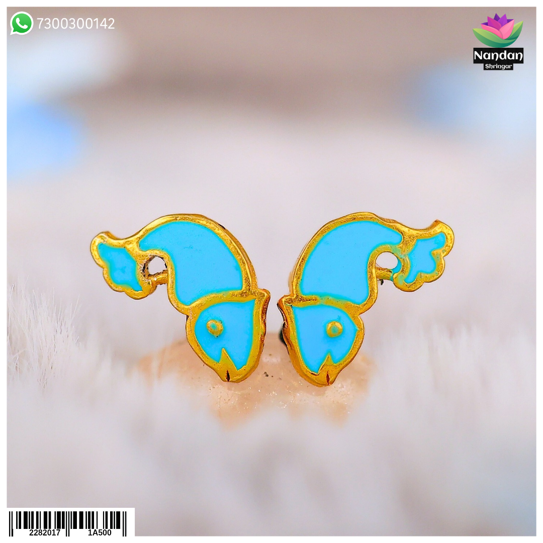 Meenakari Matasyakrit Kundal - Blue (Silver)