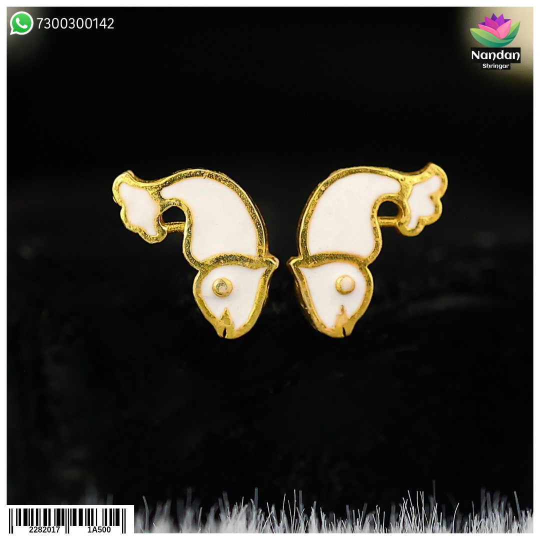 Meenakari Matasyakrit Kundal - White (Silver)