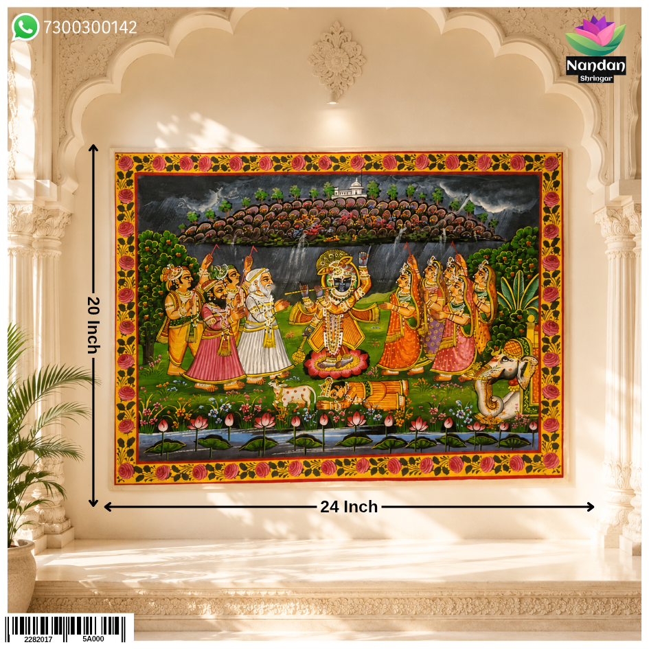 Hand-Painted Govardhan Leela Pichwai