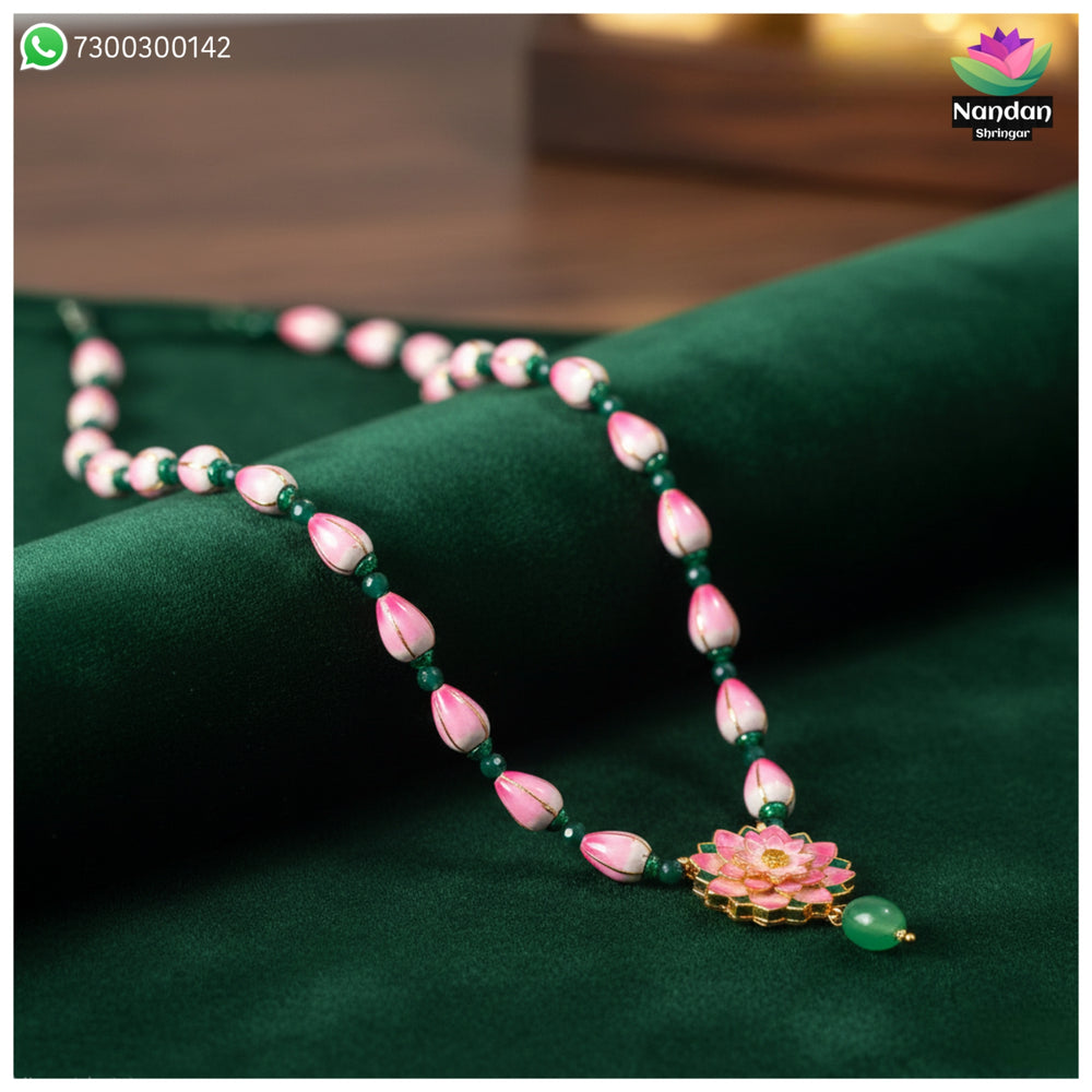 Kamal Mala by nandanshringars featuring intricate Meenakari work and vibrant colors, elegantly displayed.