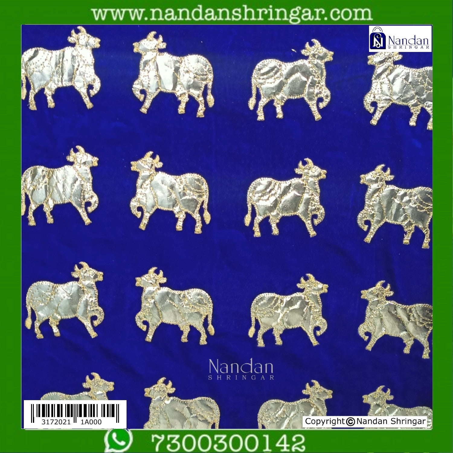 Cow Print Velvet Vastra - Blue