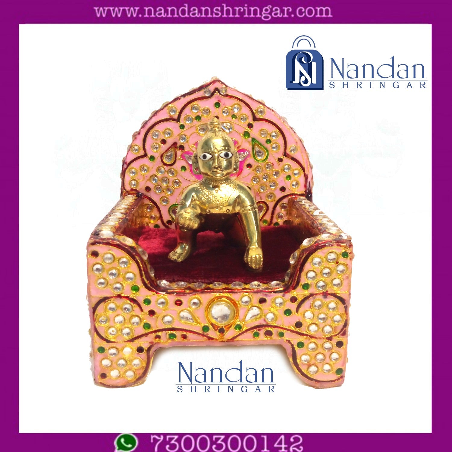 Meenakari Moti Laddu Gopal Sinhasan