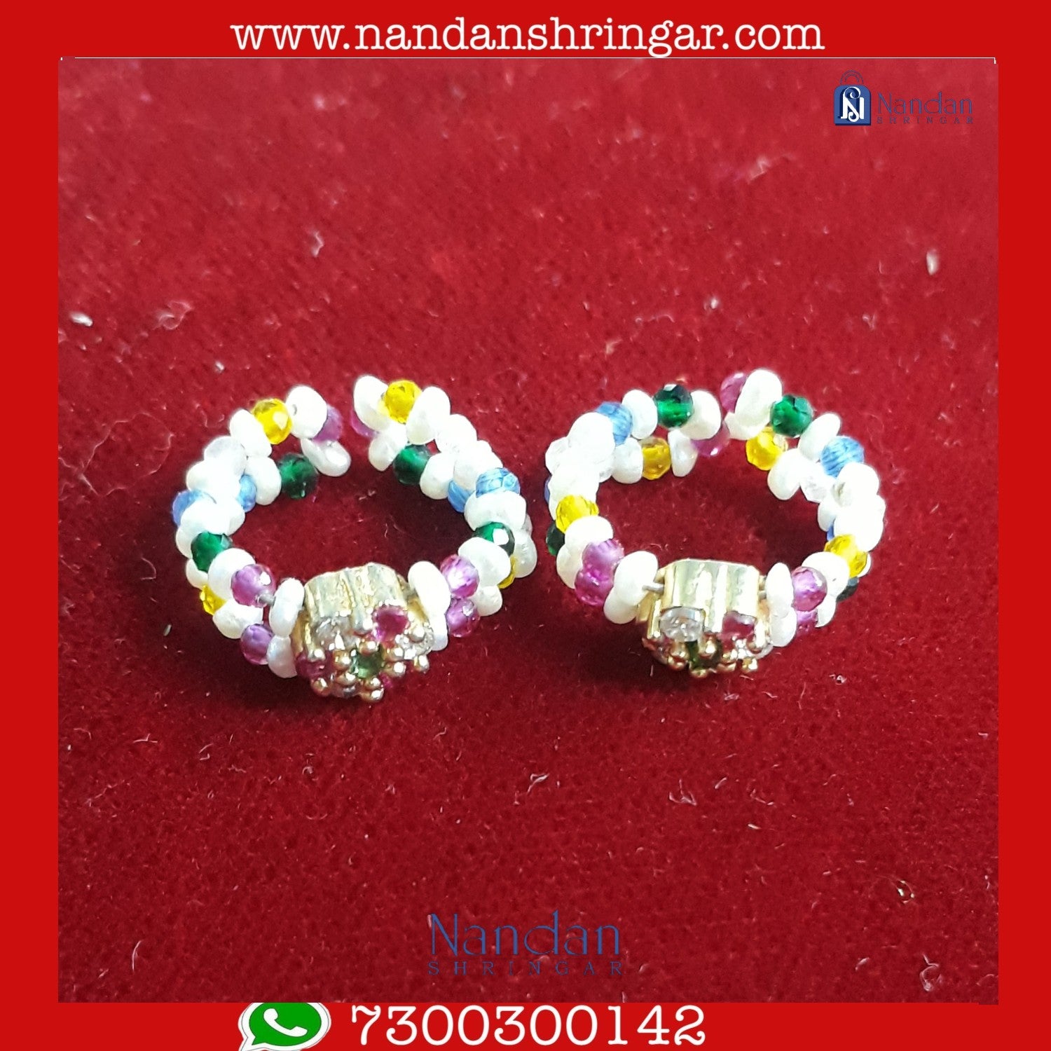 Pachrangi Kada by Nandan Shringaars featuring real pearls, intricately designed for Janmashtami celebrations.