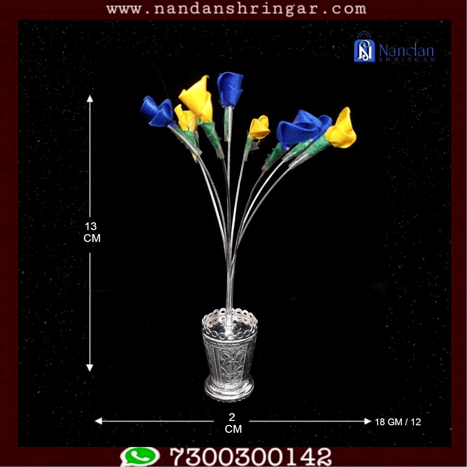 Fine silver flower pot by Utsav Arts, featuring an elegant design and intricate detailing for decorative use.