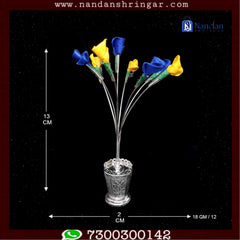 Fine silver flower pot by Utsav Arts, featuring an elegant design and intricate detailing for decorative use.