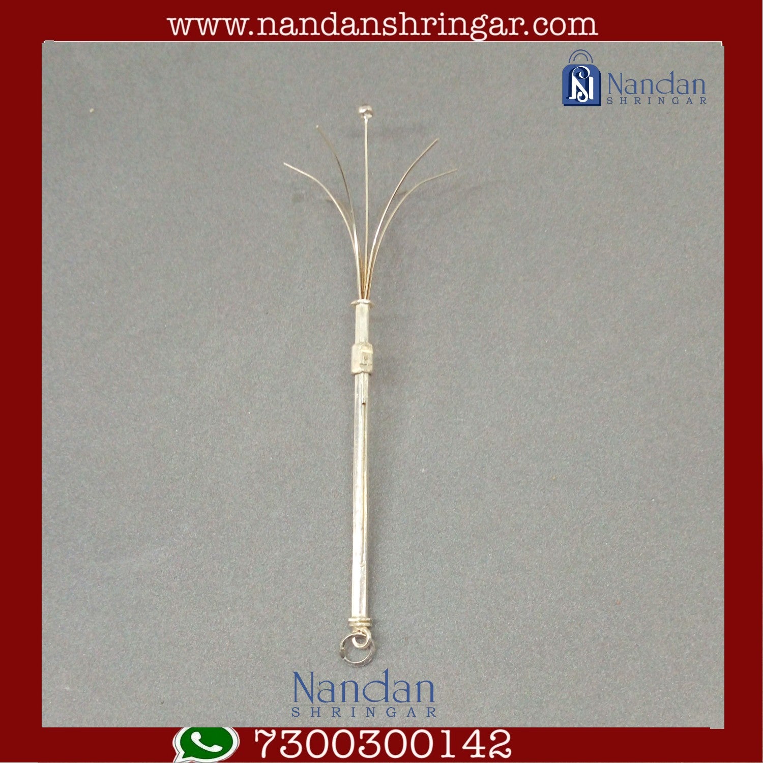 Fine silver flower stick by Utsav Arts, featuring intricate floral designs and a polished finish, displayed against a neutral background.