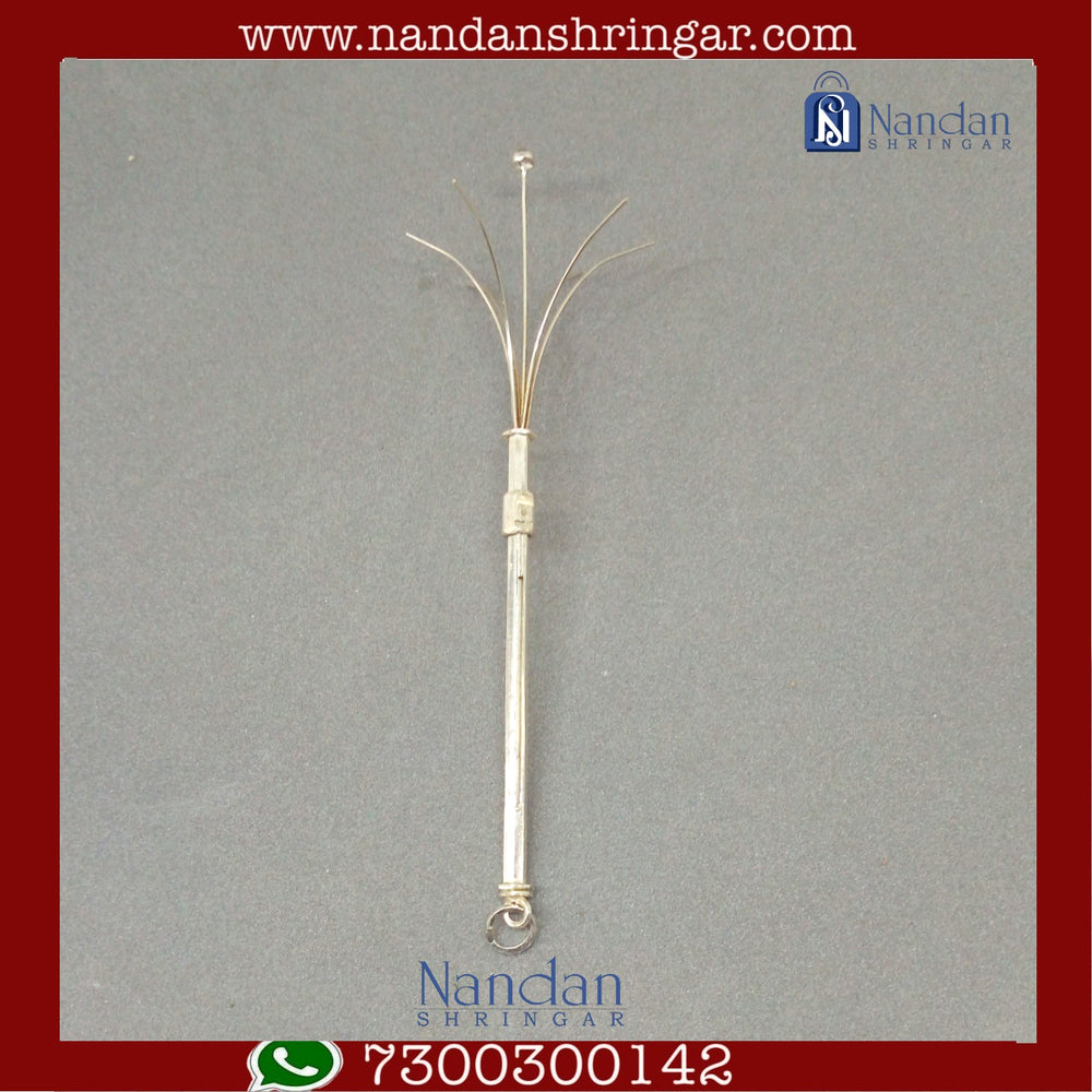 Fine silver flower stick by Utsav Arts, featuring intricate floral designs and a polished finish, displayed against a neutral background.