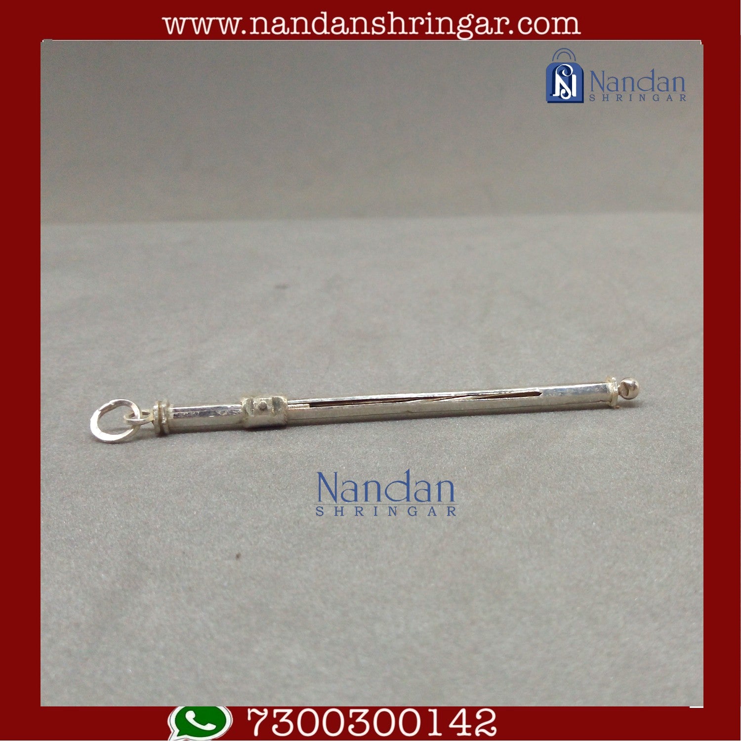 Fine silver flower stick by Utsav Arts featuring intricate floral designs and a polished finish.