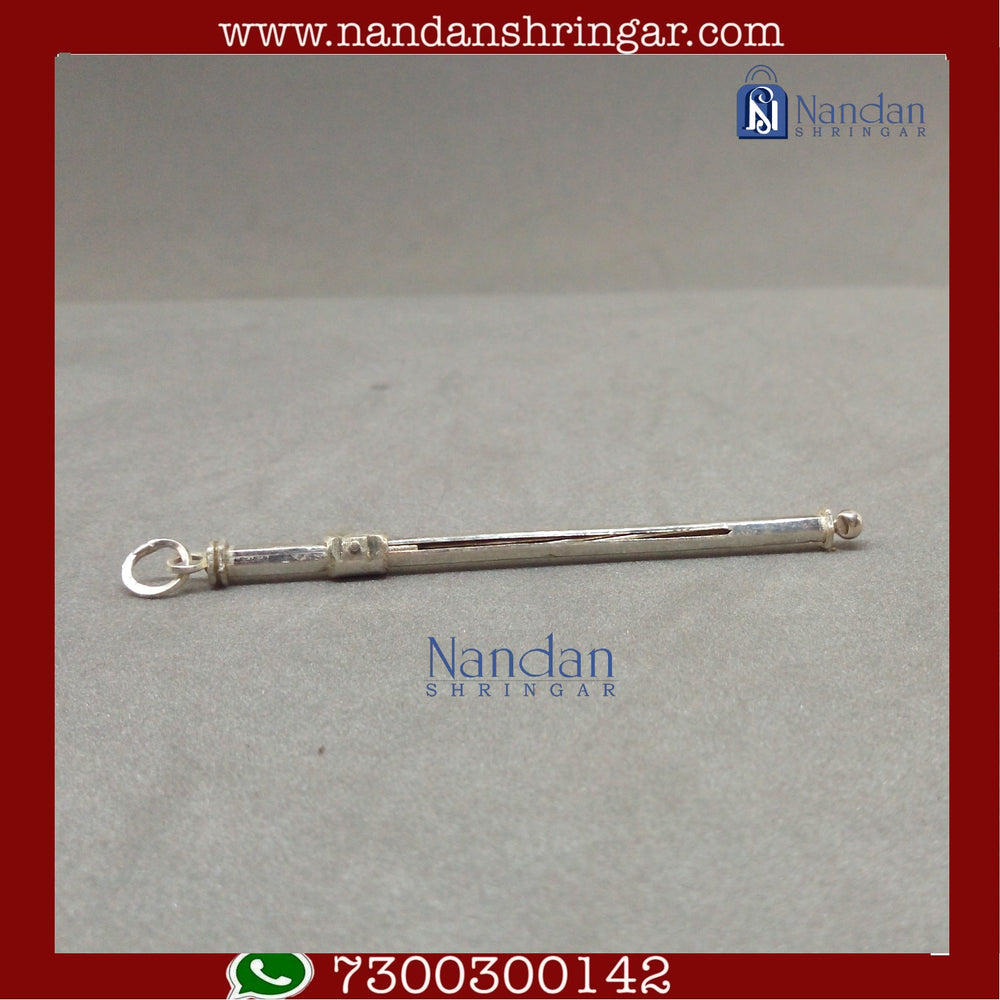 Fine silver flower stick by Utsav Arts featuring intricate floral designs and a polished finish.