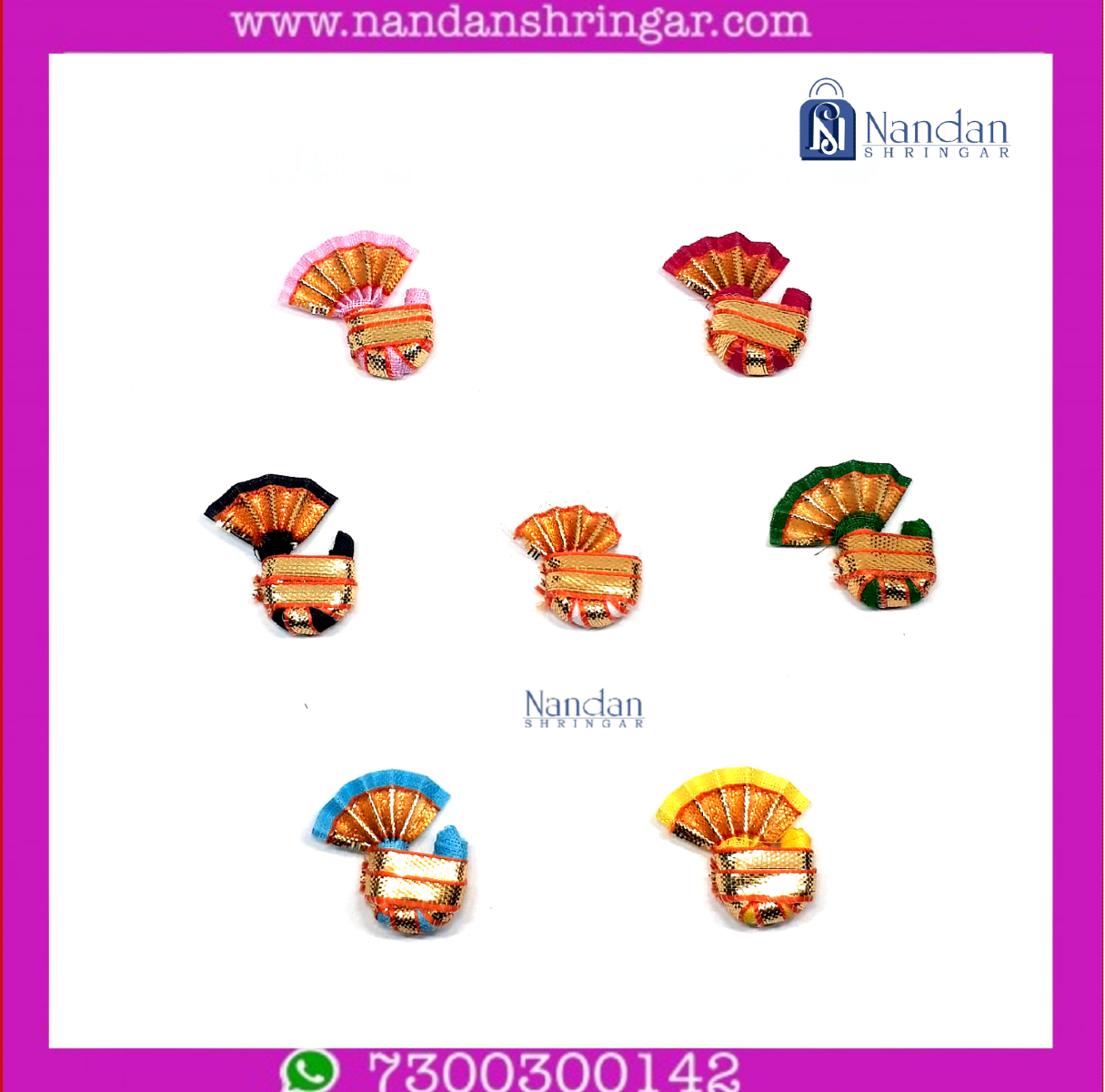 Feta Zari Paag - Medium - Various Colors (Pack of 10) - nandanshringar