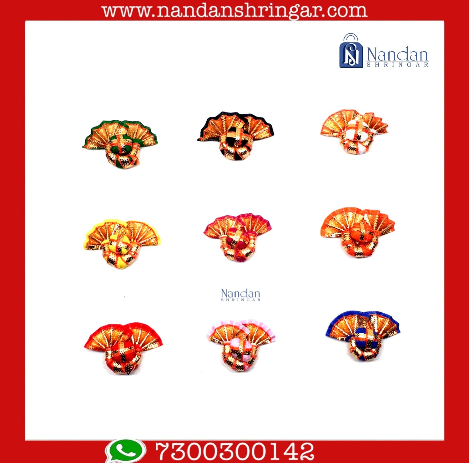 Kulhe Zari Paag - Chitra Ji - Small - Various Colors (Pack of 10) - nandanshringar