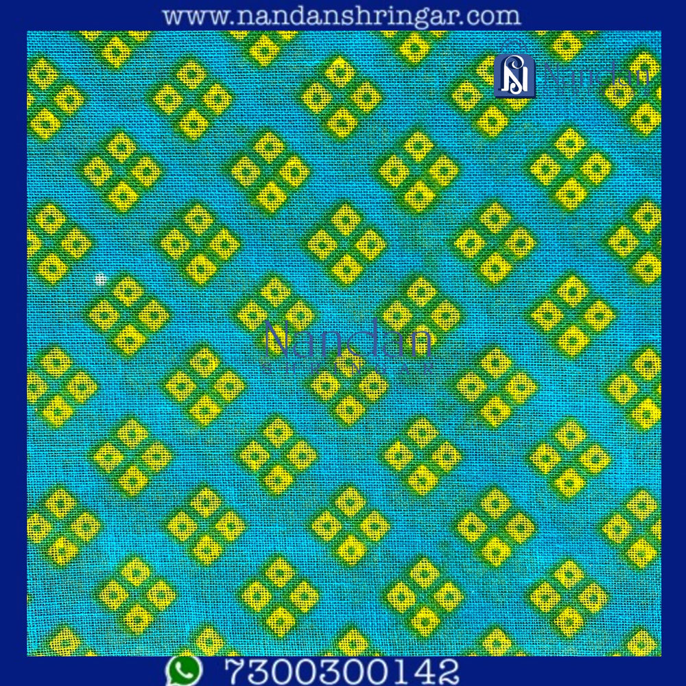 Blue Firozi Choufuli Vastra by nandanshringars, showcasing intricate patterns and rich fabric texture.