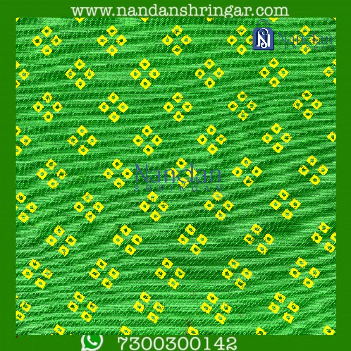 Choufuli Vastra in green (Hara) by nandanshringars, showcasing intricate fabric texture and elegant draping style.