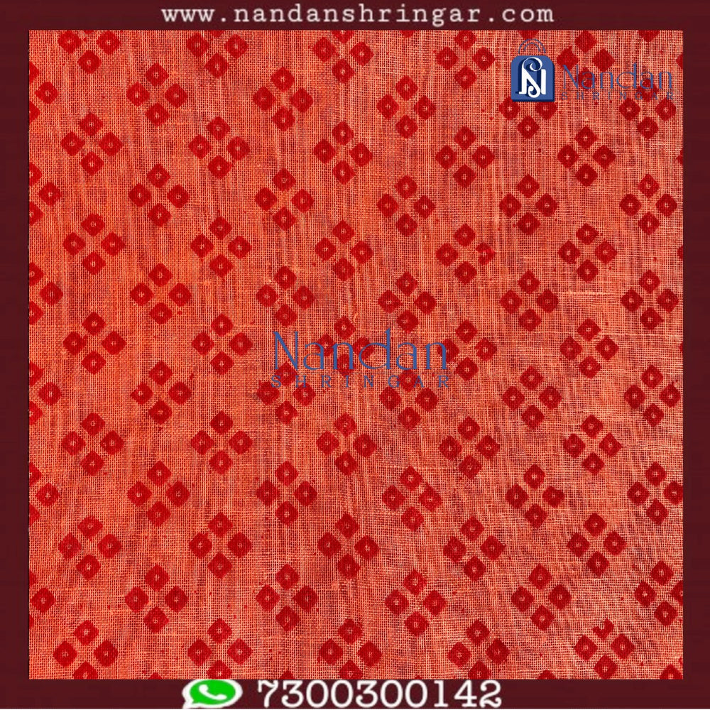 Choufuli Vastra in vibrant orange Tapkiri design by nandanshringars, showcasing intricate patterns and textures.