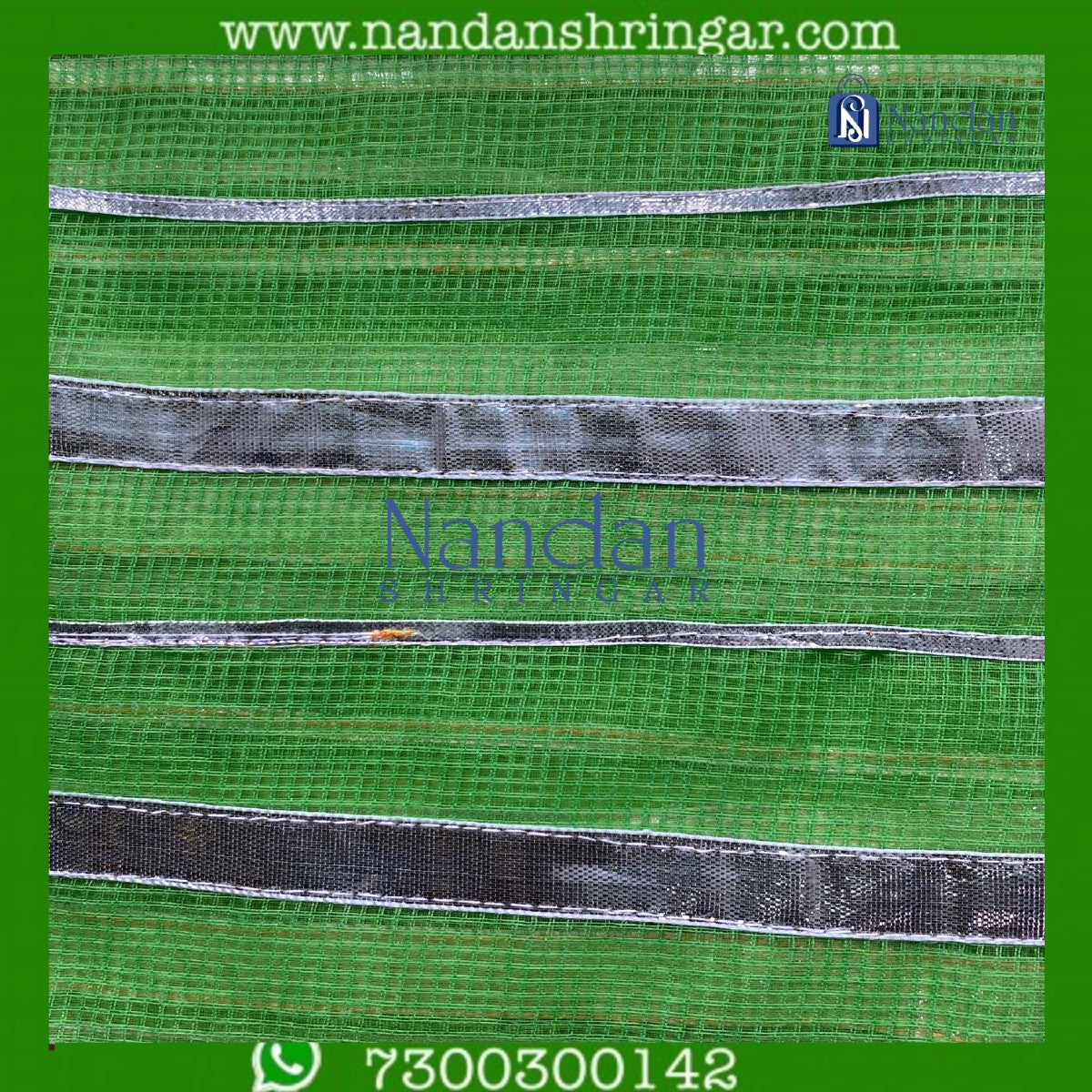 Green Dhora Wala Doriya Special Zari Vastra by nandanshringars, showcasing intricate zari work and vibrant color.