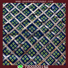 Blue Choufuli Checks Zari Vastra by Nandanshringars, showcasing intricate patterns and vibrant colors in fabric design.
