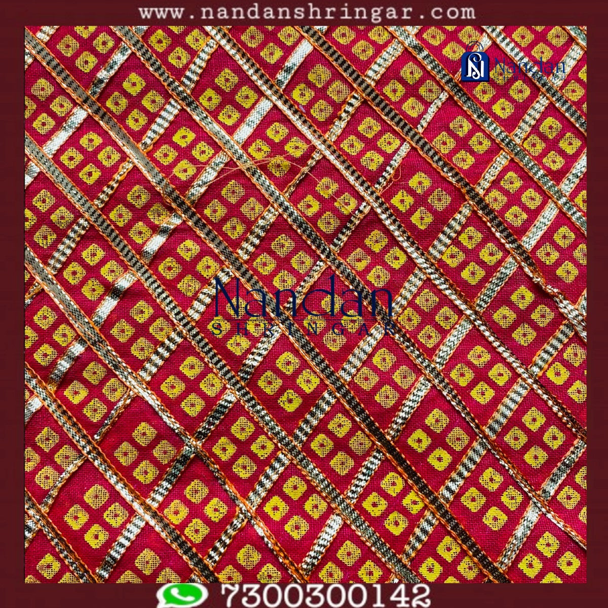 Red Choufuli Checks Zari Vastra by nandanshringars, featuring intricate patterns and a rich texture.