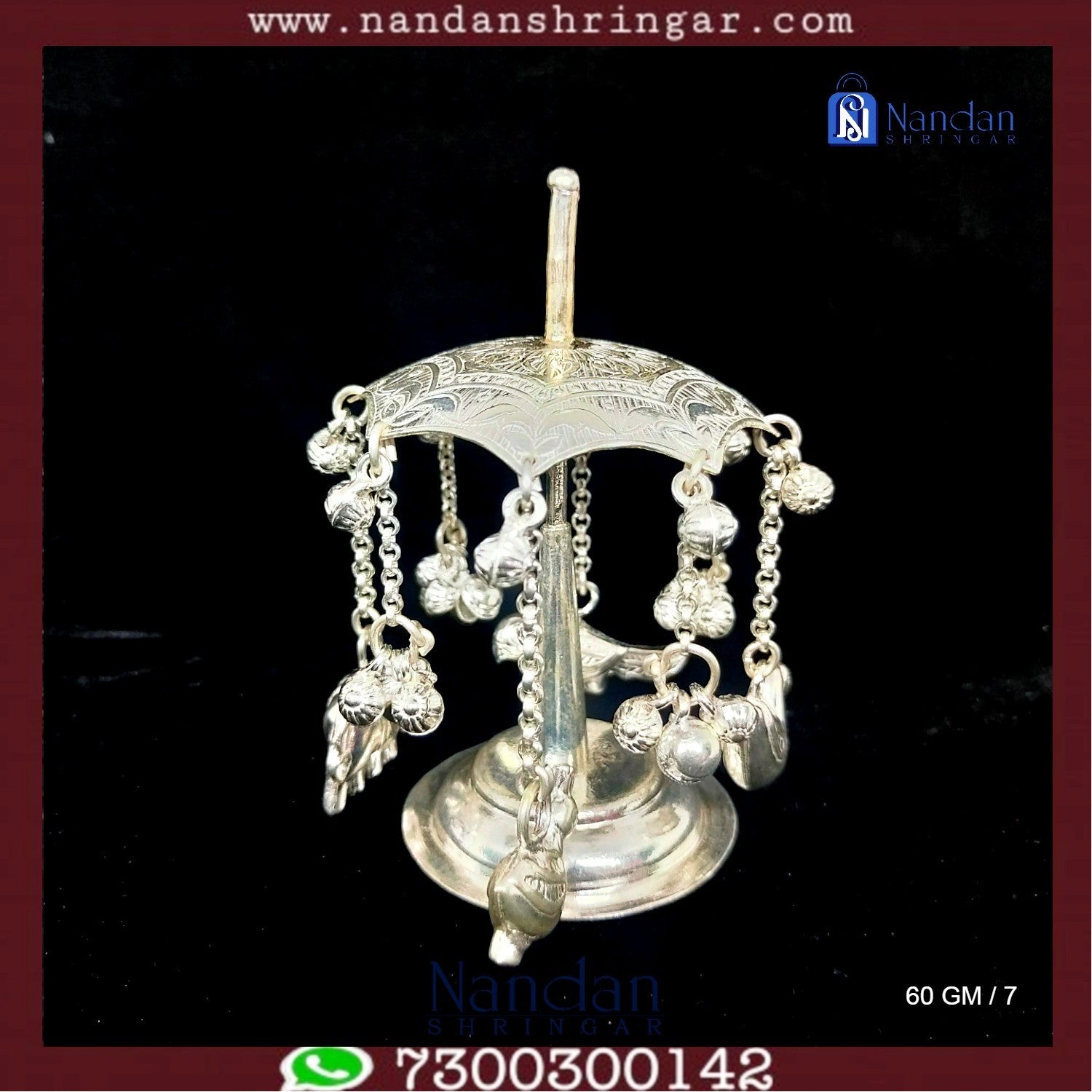 Fine silver Chak Dol from Utsav Arts, featuring intricate designs and a polished finish, displayed on a neutral background.