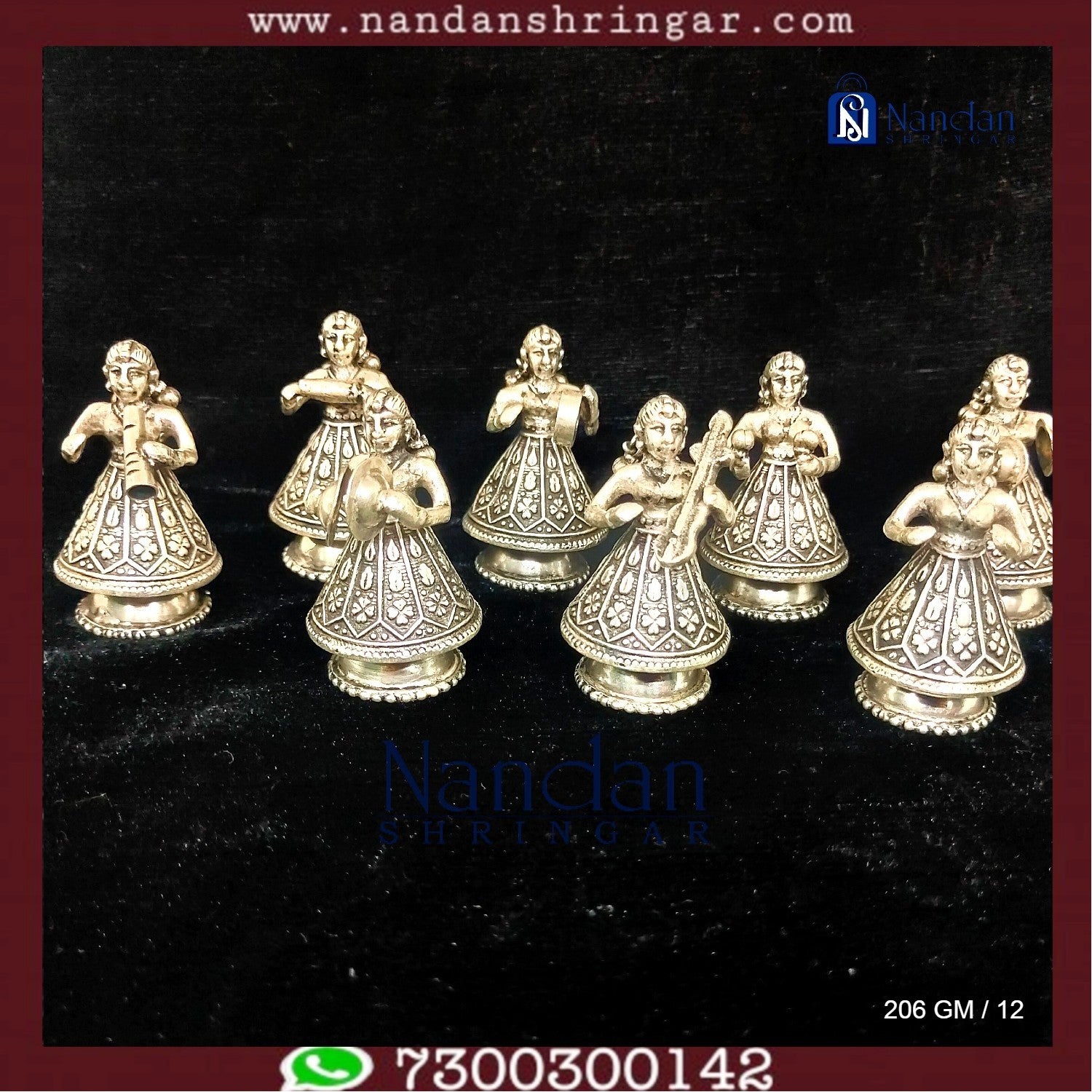 Gopi Set by Utsav Arts featuring 8 pieces of fine silver decorative items with intricate designs and craftsmanship.