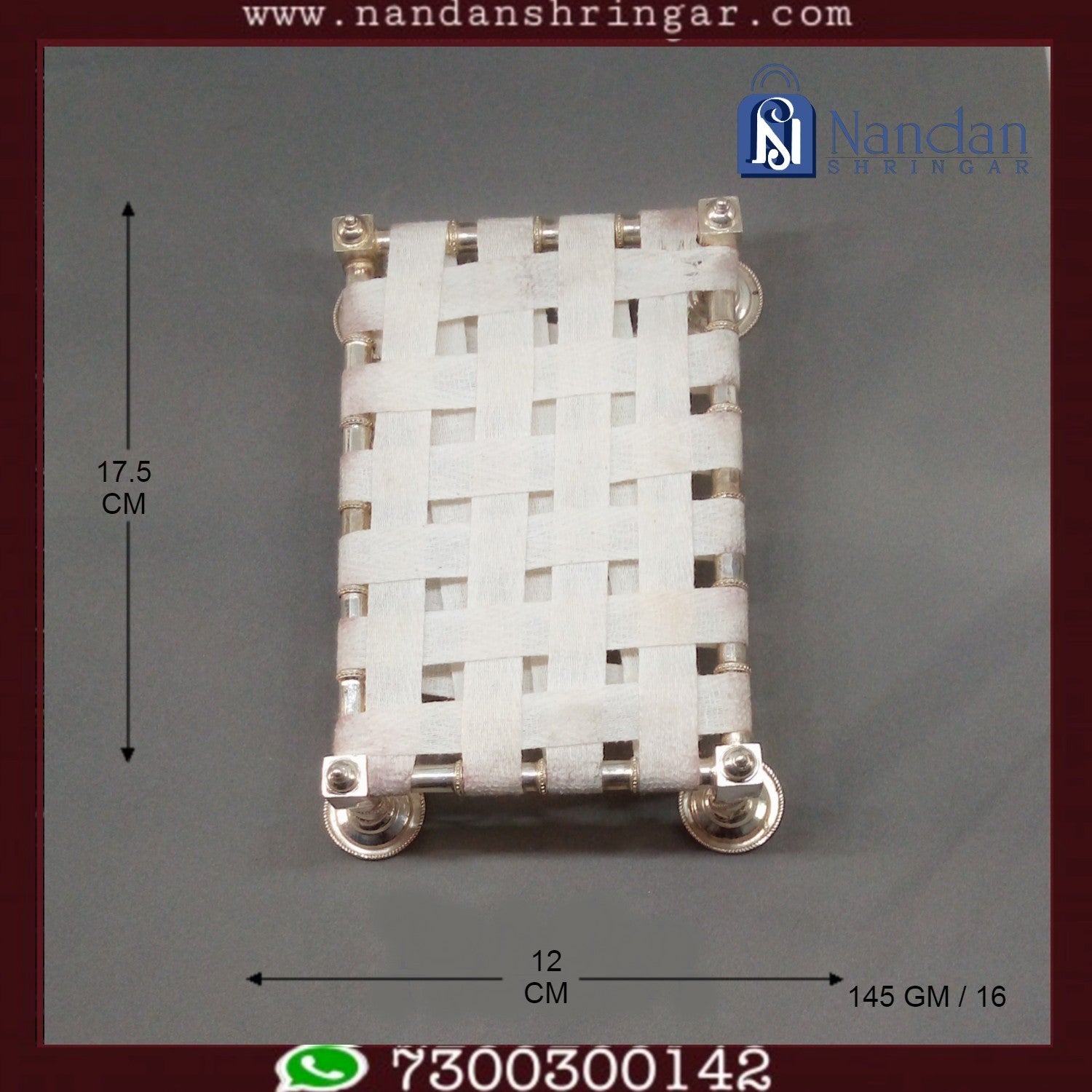 Fine silver palang from Utsav Arts, showcasing intricate craftsmanship and elegant design for decor or gifting.