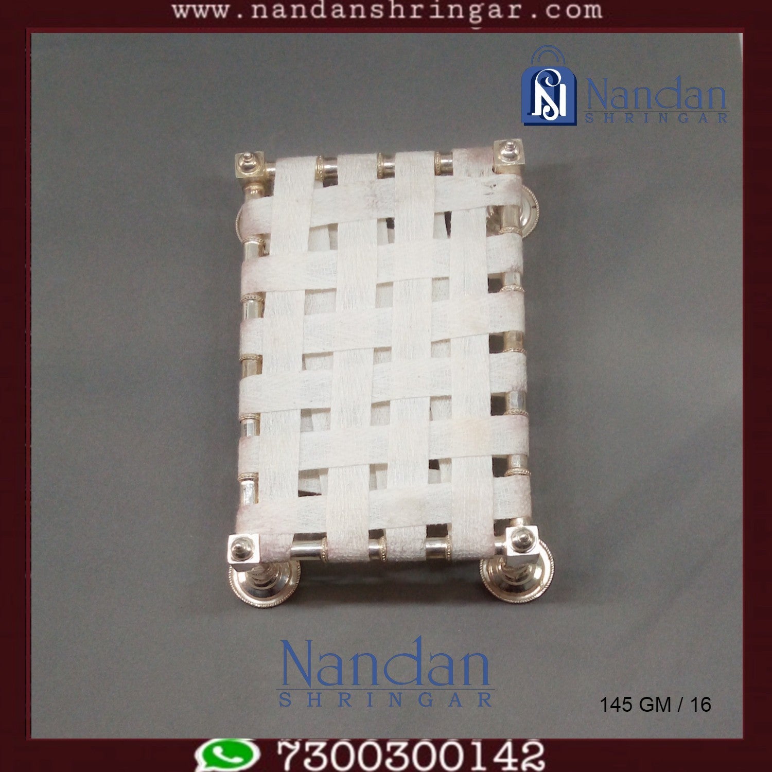 Fine silver palang by Utsav Arts with intricate design, featuring traditional craftsmanship and elegant detailing.