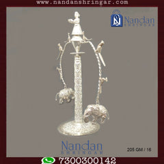 Fine silver Nandan Shringa Lalanji ornament by Utsav Arts, showcasing intricate design and craftsmanship.