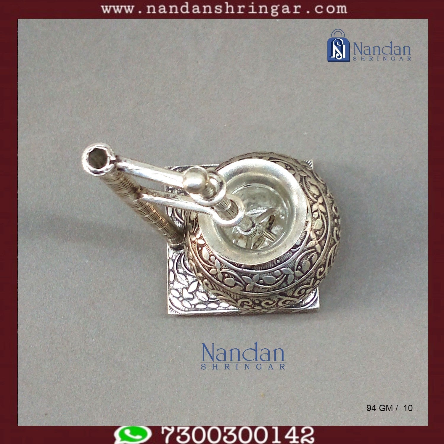 Fine silver carving Bilona set by Utsav Arts featuring intricate designs and elegant craftsmanship.
