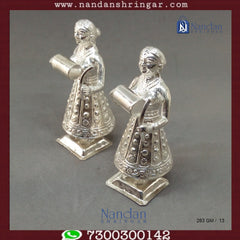 One pair of Gopi Fine Silver earrings by Utsav Arts, featuring intricate design and polished finish.