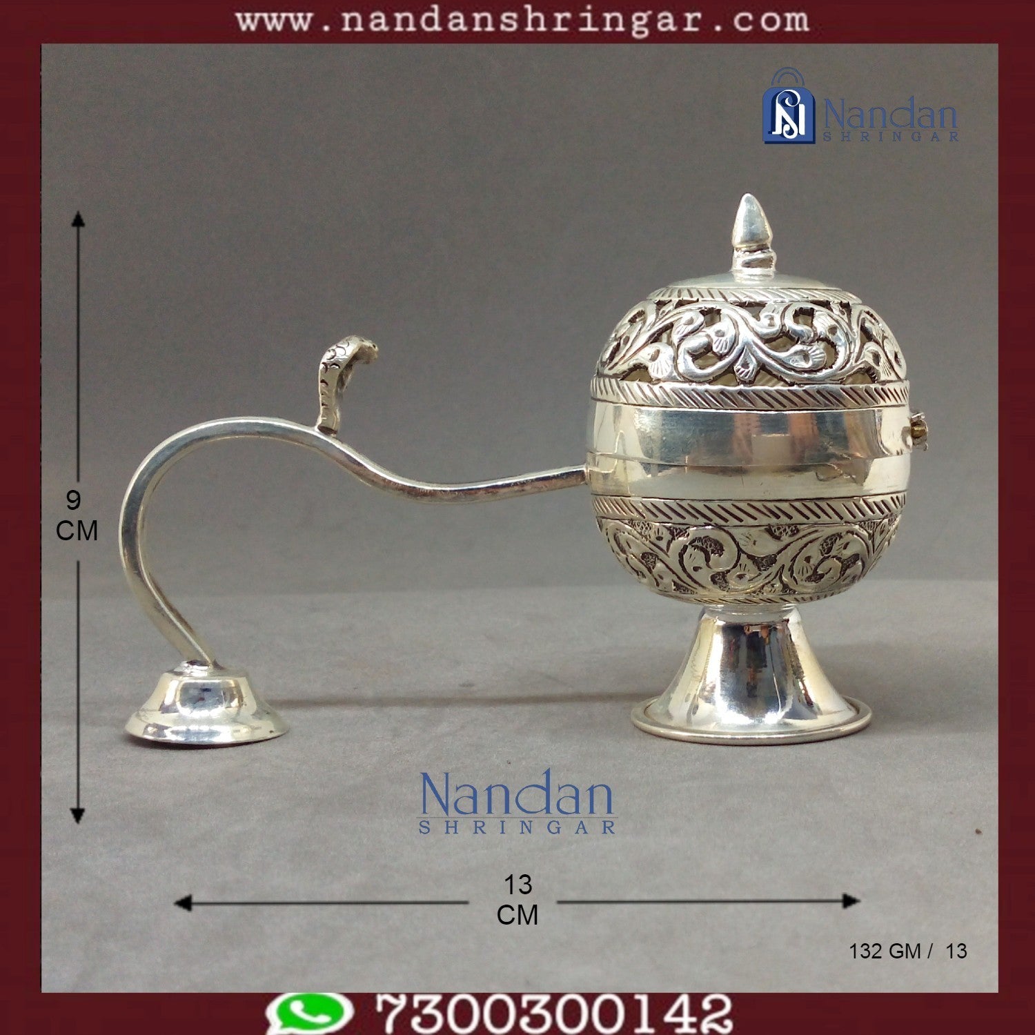 Fine silver Special Dhoop Aarti by Utsav Arts, featuring intricate craftsmanship and elegant design.