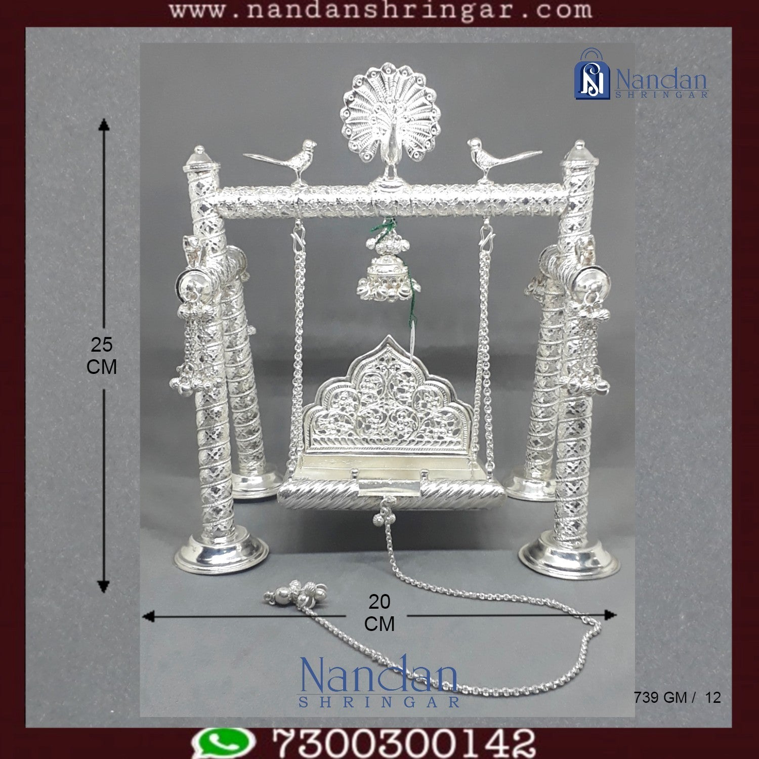 Premium fine silver carving palna by Utsav Arts, showcasing intricate designs and detailed craftsmanship.