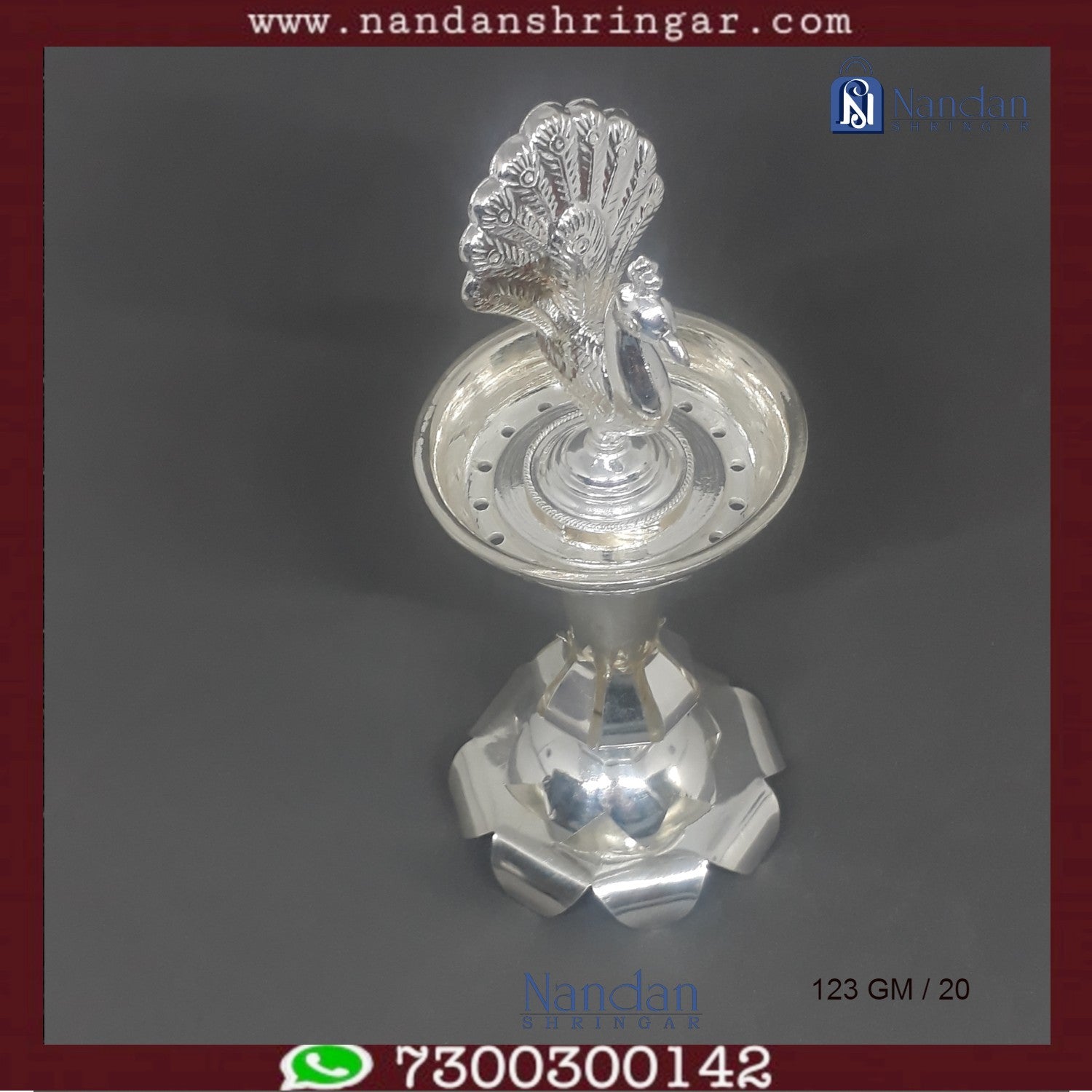 Mayur Fountain in fine silver by Utsav Arts, showcasing intricate detailing and an elegant design.