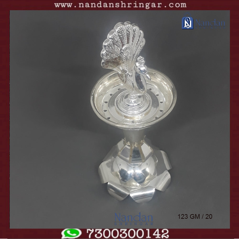 Mayur Fountain in fine silver by Utsav Arts, showcasing intricate detailing and an elegant design.